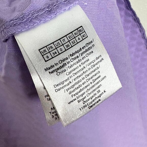 ROTATE Sierina Ruched Puff Sleeve Metallic Midi Dress in Purple Size US 0 - Picture 9 of 16